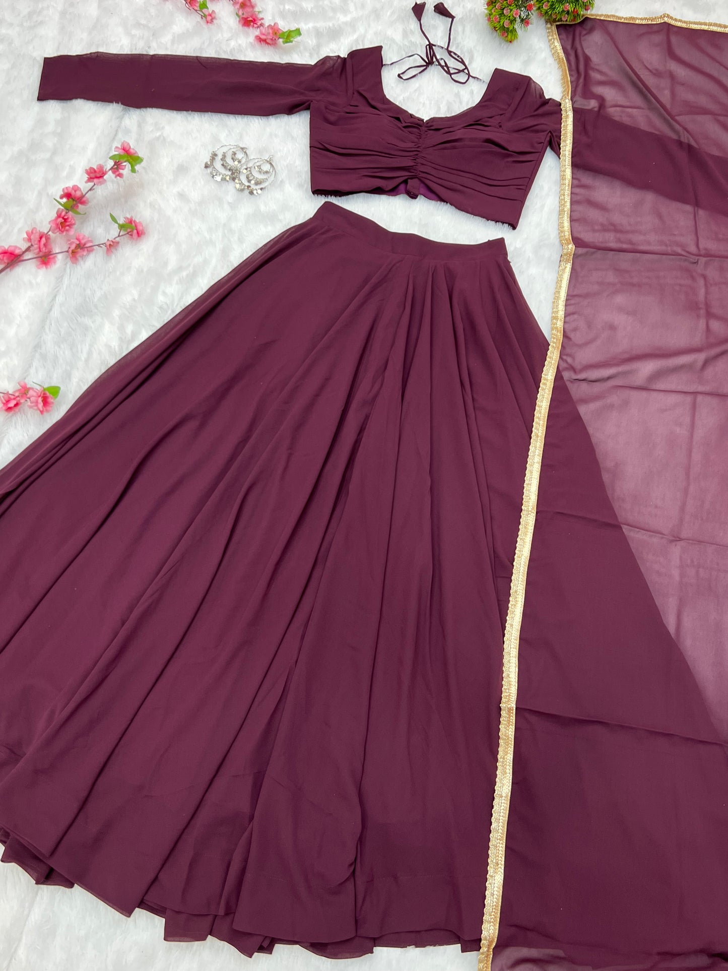 Latest Stitched Lehenga choli Dupatta Set for function wear