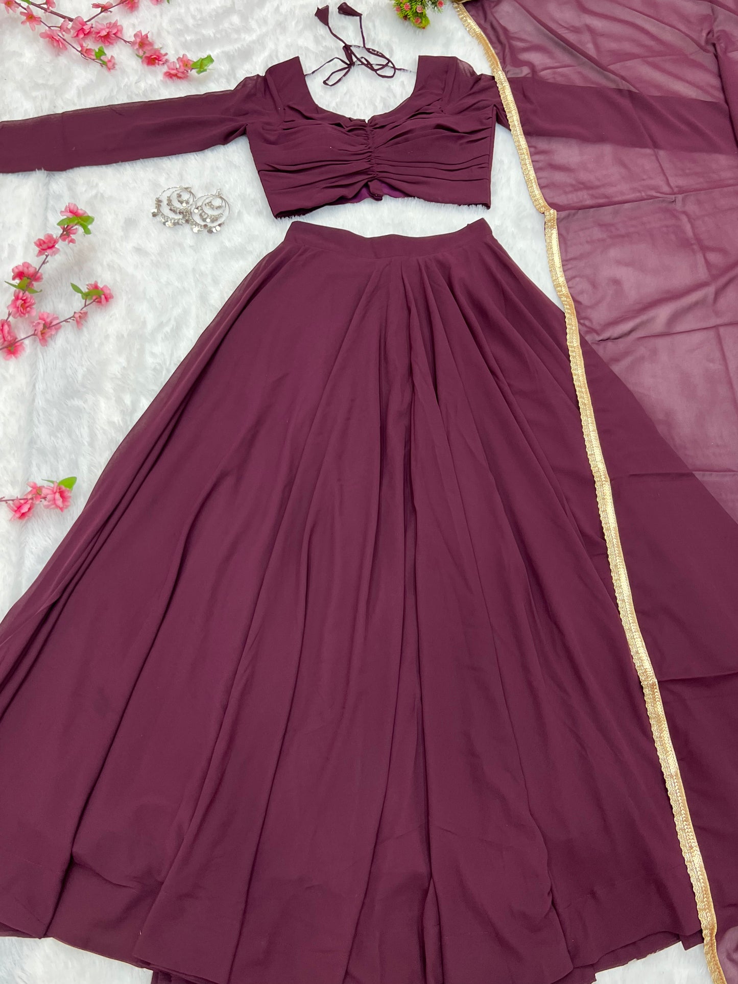 Latest Stitched Lehenga choli Dupatta Set for function wear