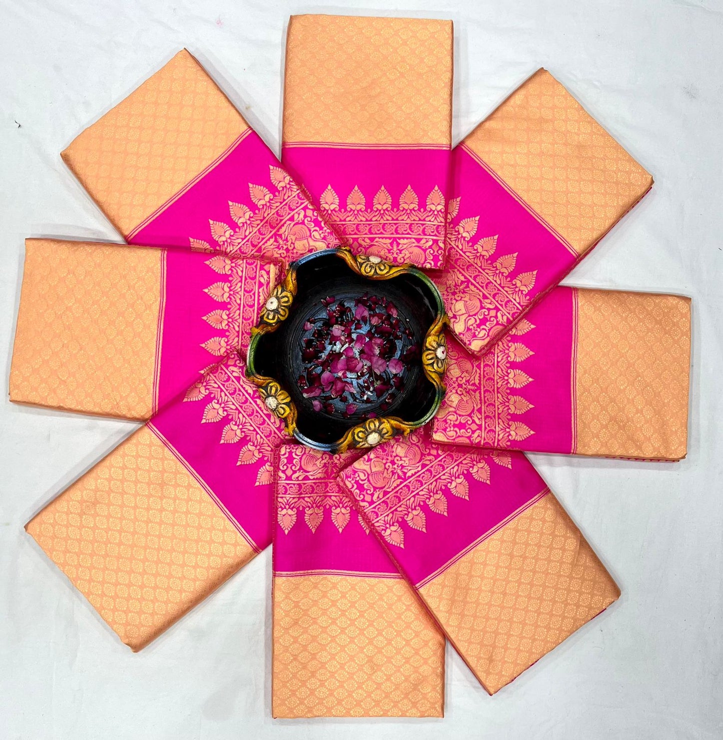 Pink Color Jacquard silk rich pallu saree with blouse