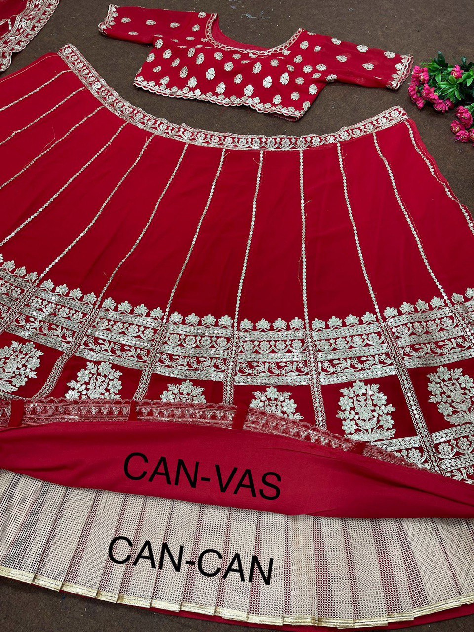 Red Wedding Wear Georgette Lehenga Choli For Women