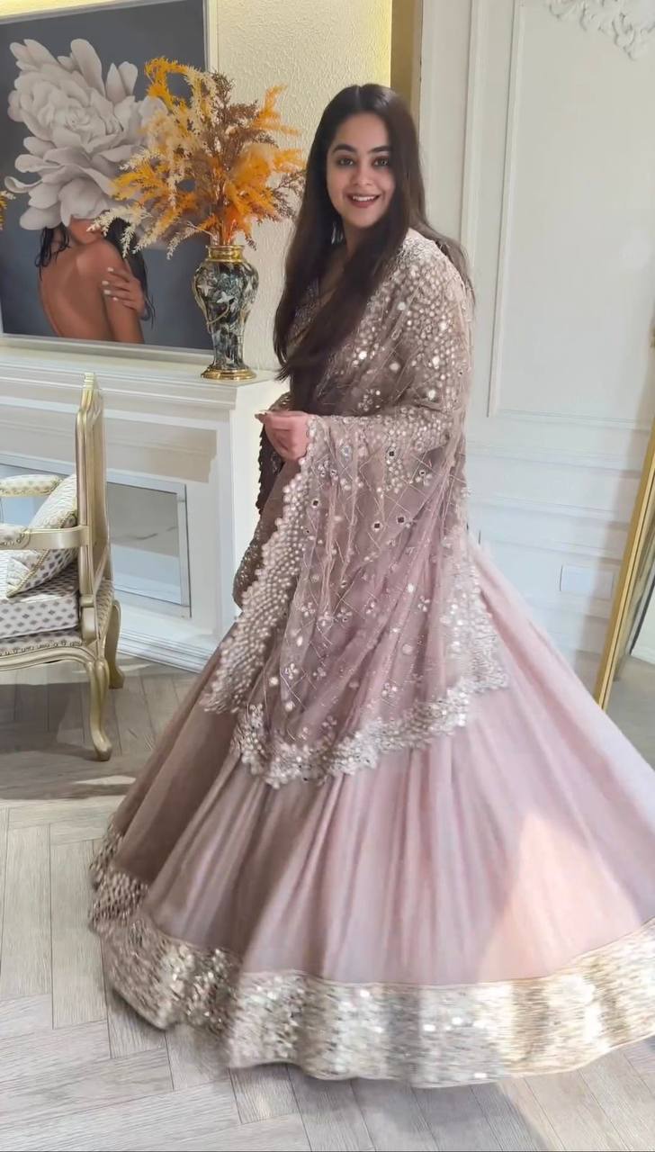 Party wear Onion color Georgette Lehenga For Women
