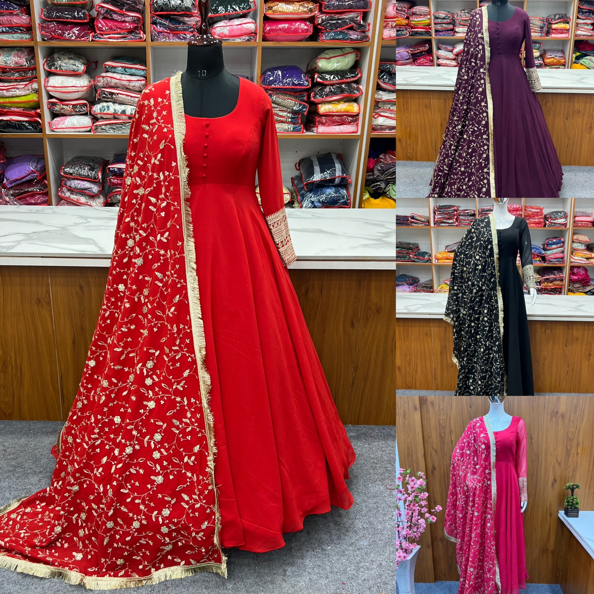 Moni 1151 Women Designer and Star Georgette Gown With dupatta main image 1