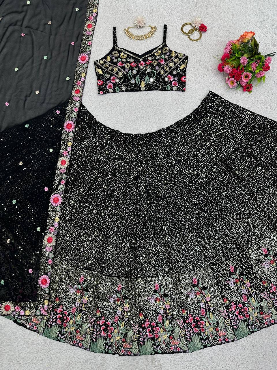 Black Party Wear Lehenga Choli For Women