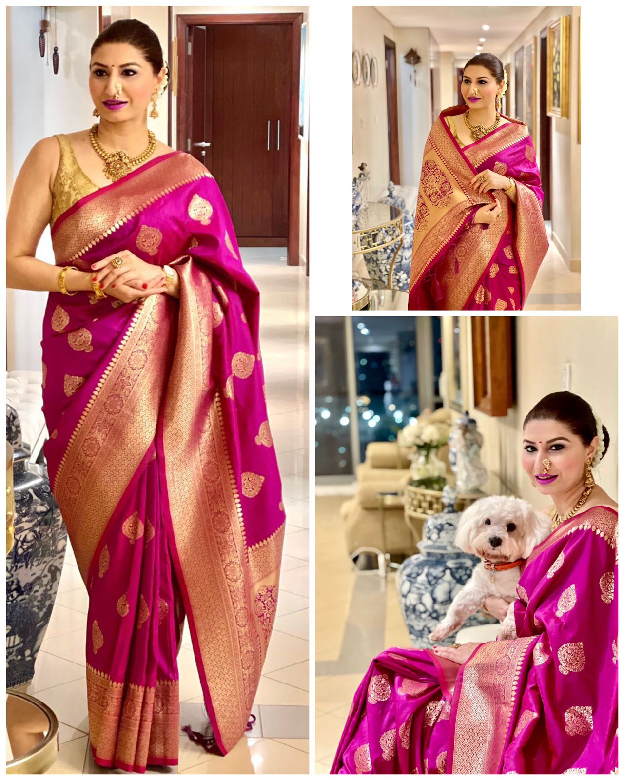 Soft Lichi Silk Jacquard Party Wear Saree with rich pallu