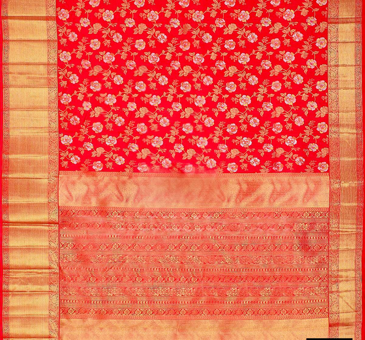 Red Kanjivaram Lichi Silk Saree with blouse