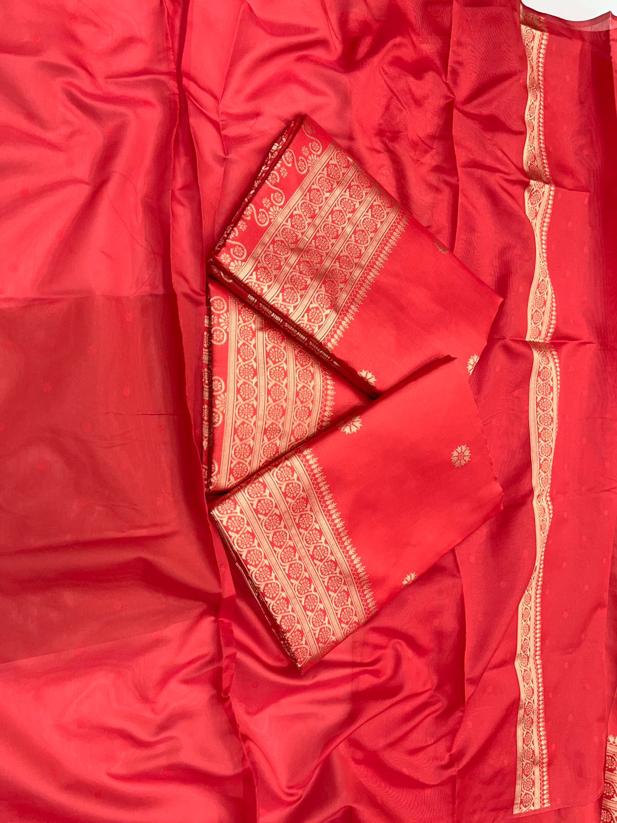 Red color soft lichi silk saree with blouse