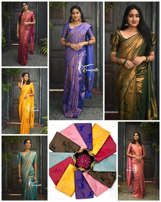 Amazing Jacquard silk rich pallu saree with blouse