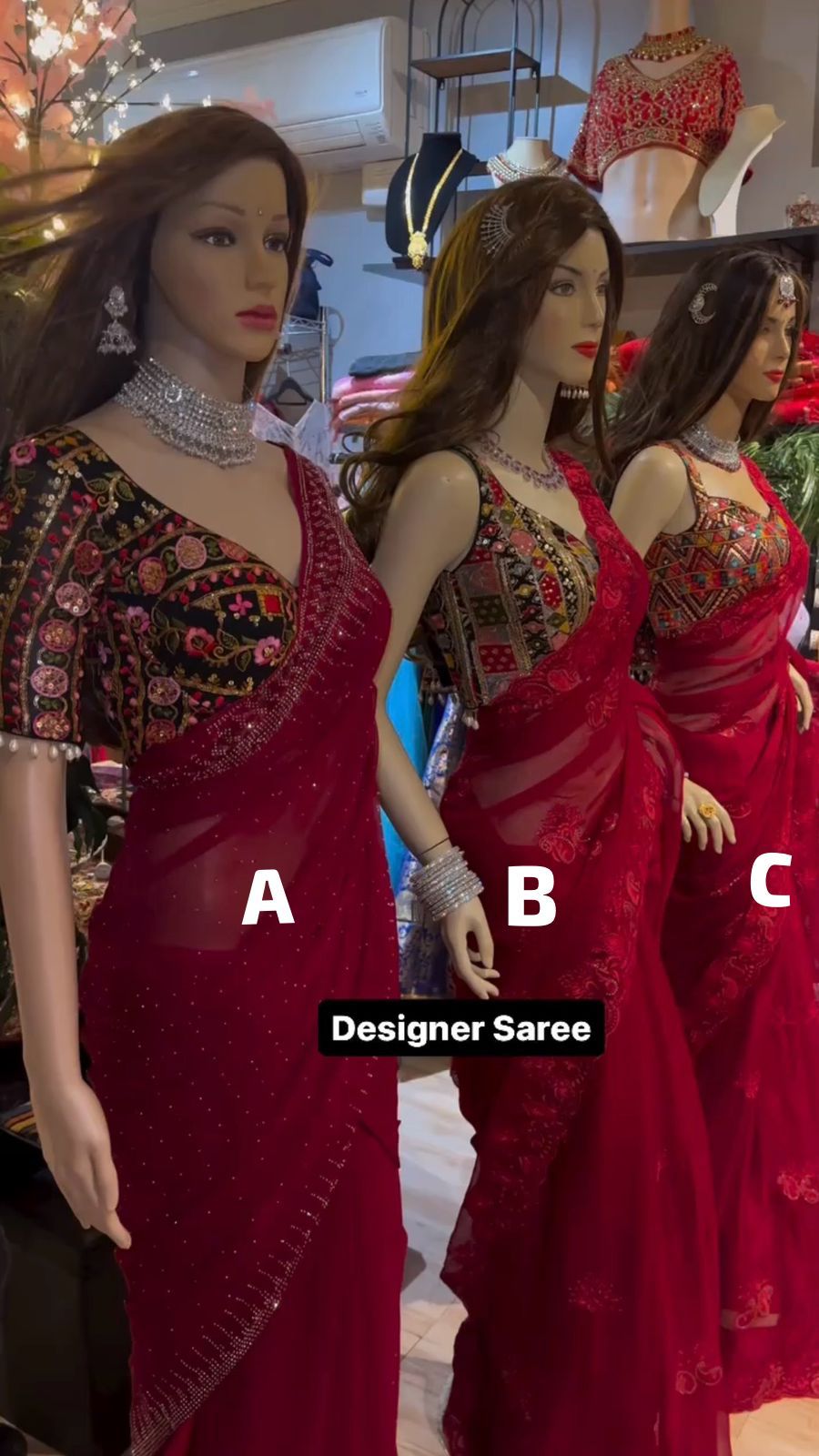 Red Georgette Designer Saree with blouse