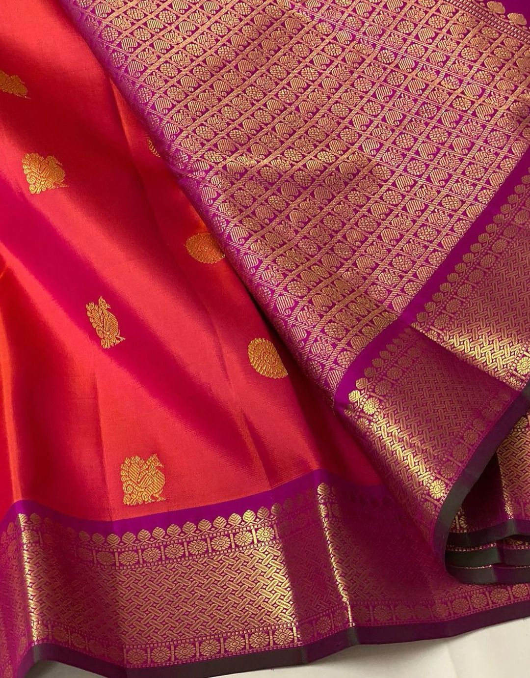 Latest Jacquard silk rich pallu saree with blouse