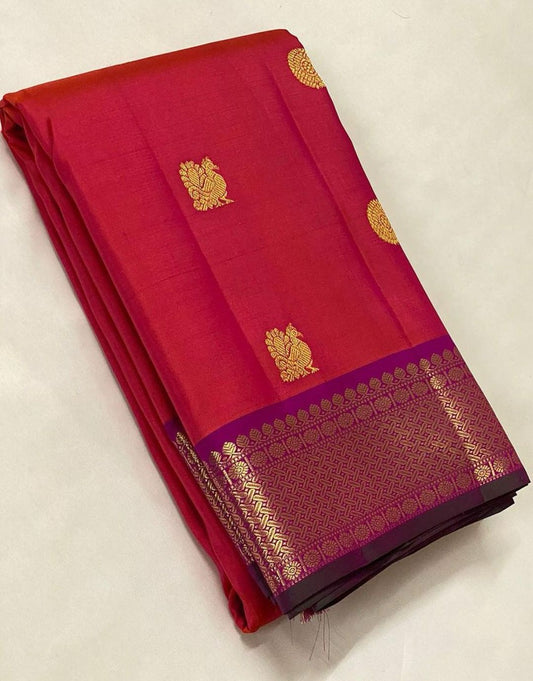 Latest Jacquard silk rich pallu saree with blouse