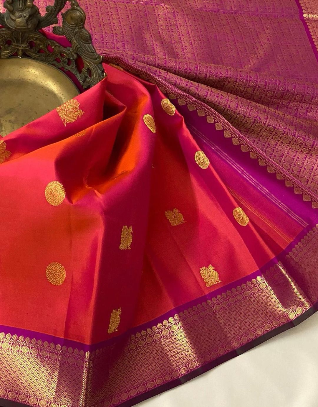 Latest Jacquard silk rich pallu saree with blouse