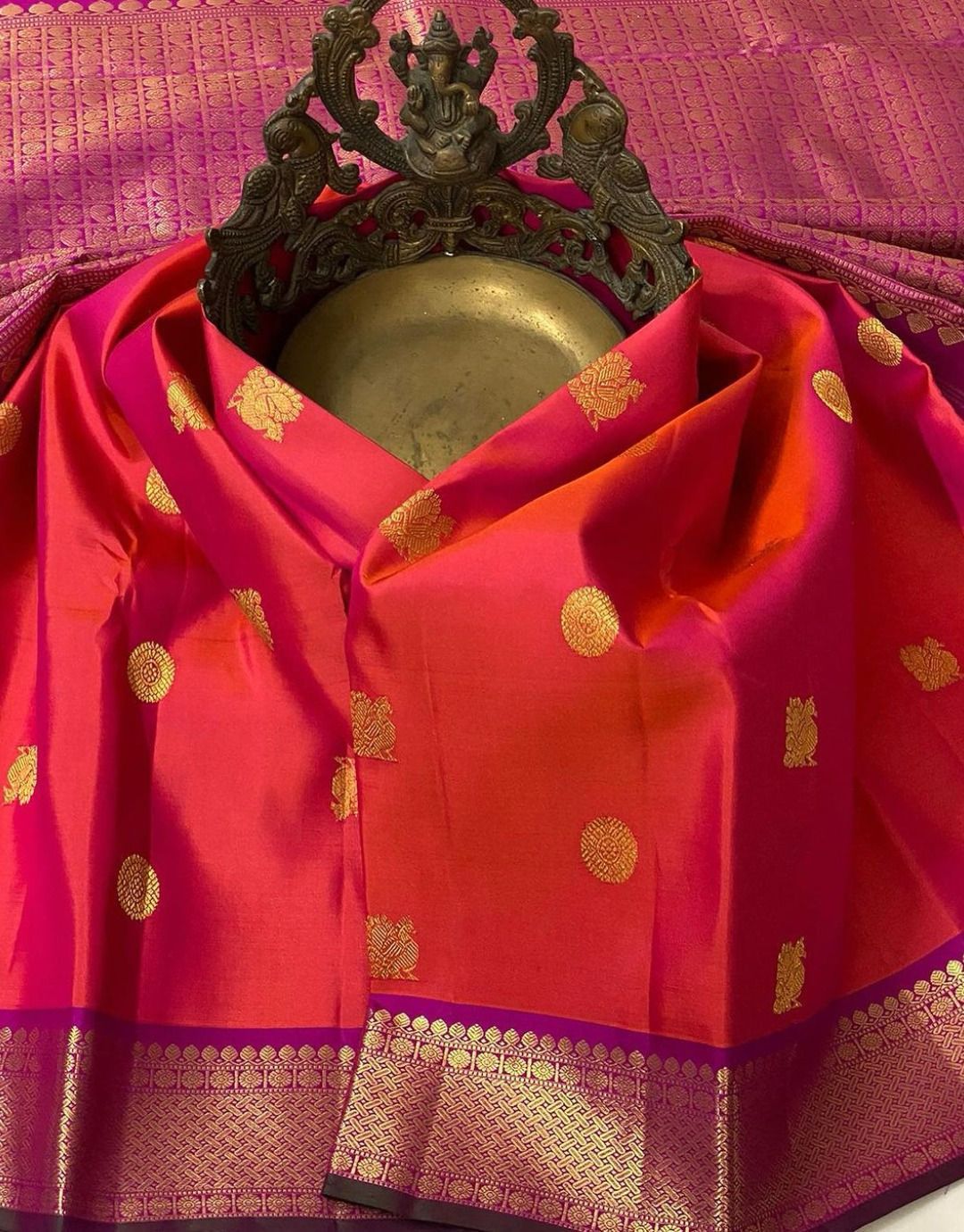 Latest Jacquard silk rich pallu saree with blouse