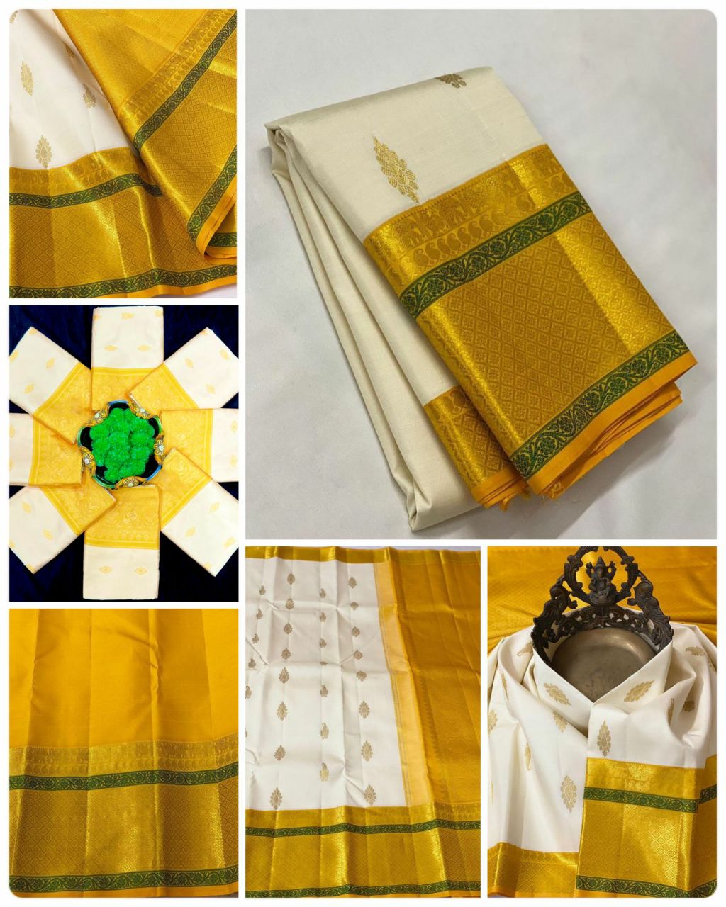 Party Wear Yellow Lichi Silk Jacquard saree with blouse