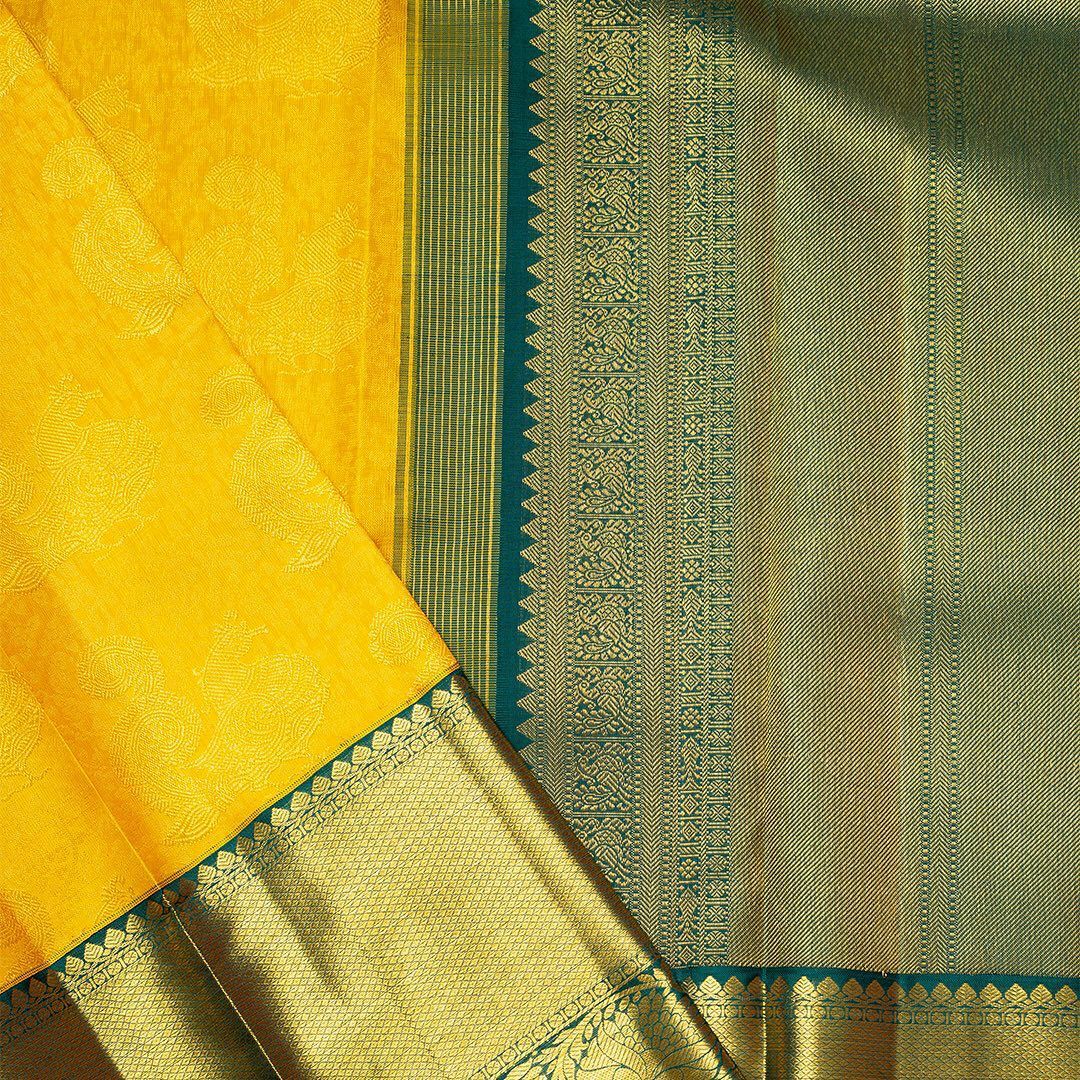 Yellow color Lichi Silk Jacquard saree with blouse