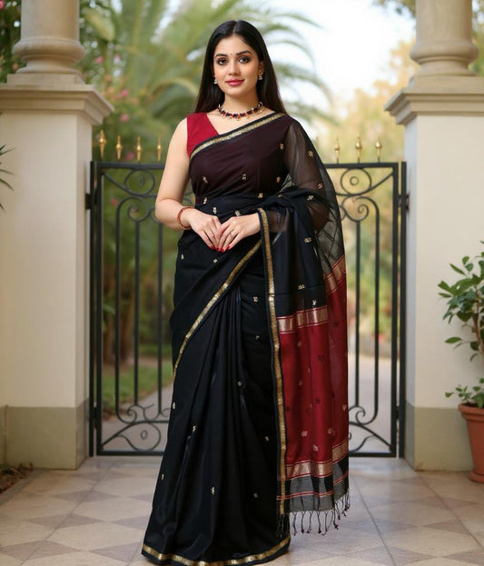 Cotton lilan Woven Design Saree For Women