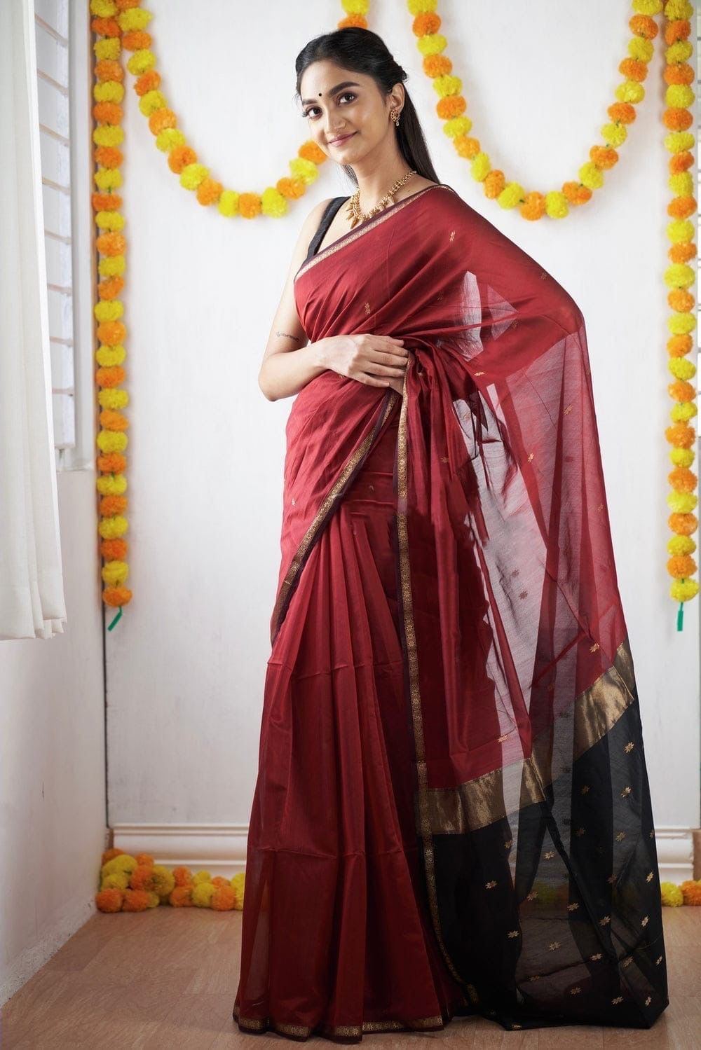 Latest slub Soft Cotton Rich pallu with jacquard saree with blouse