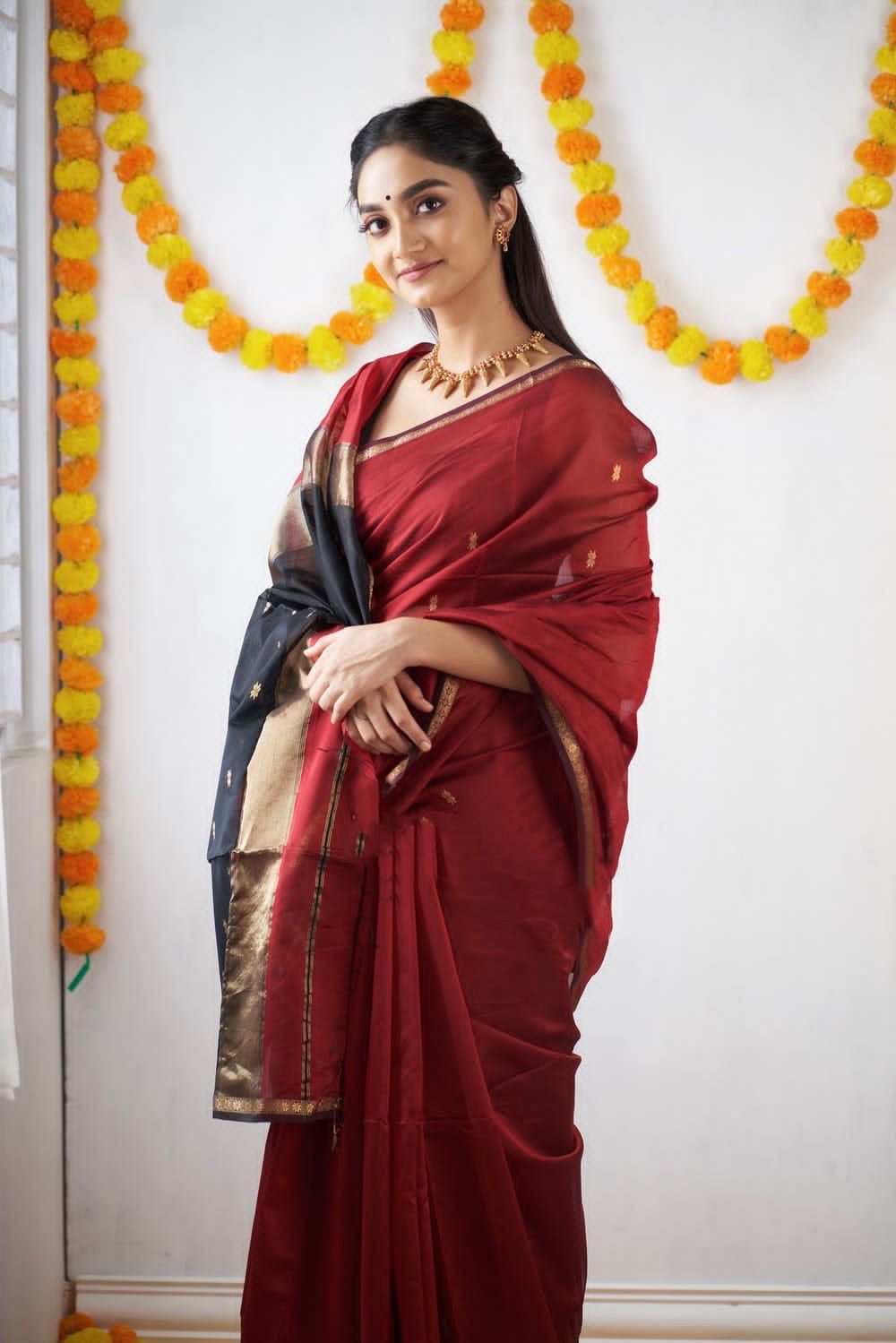 Latest slub Soft Cotton Rich pallu with jacquard saree with blouse