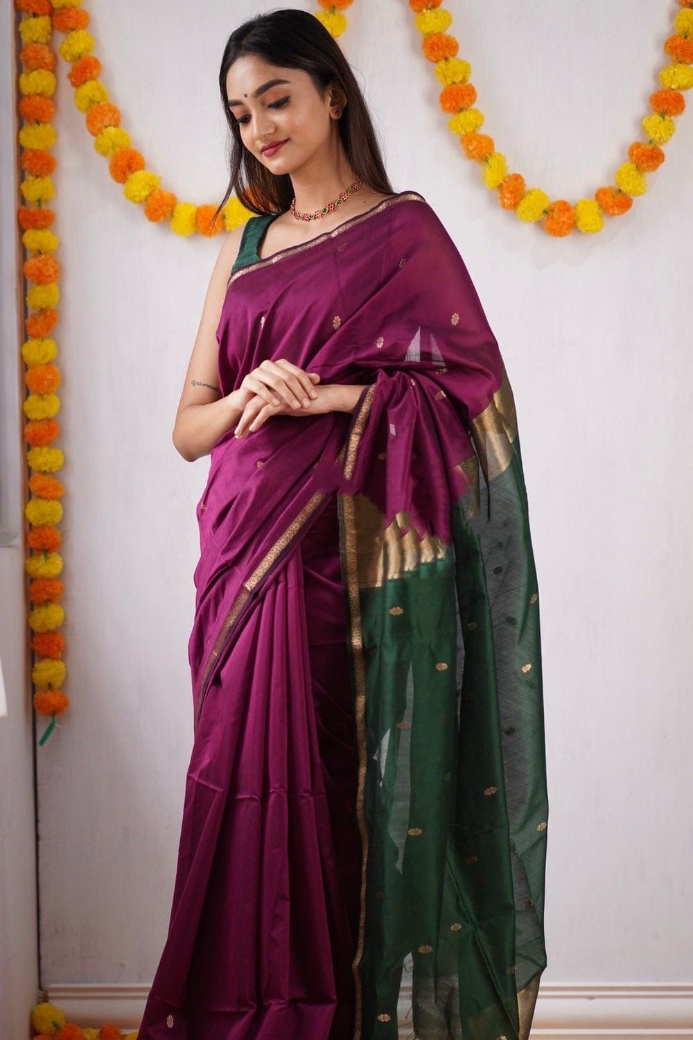 Latest slub Soft Cotton Rich pallu with jacquard saree with blouse