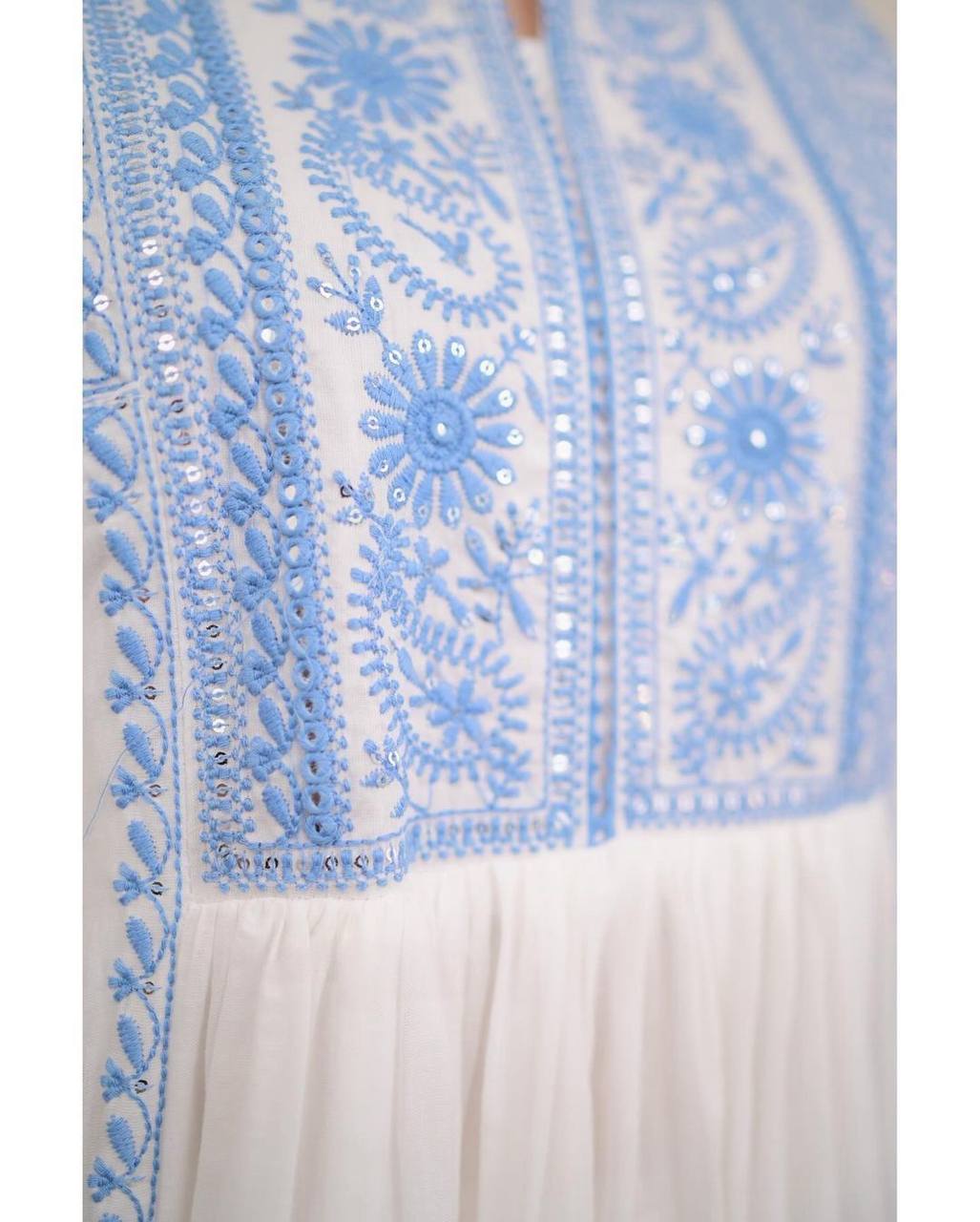 White Color Ready Made Chikankari Embroidered Work Mal Mal Cotton Salwar Suit