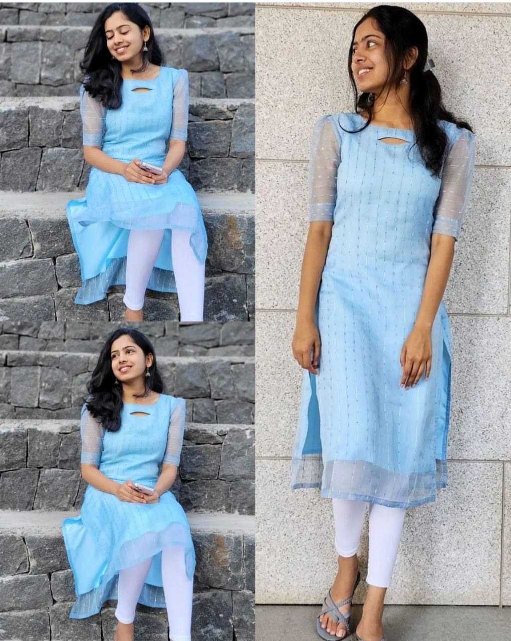 Latest Net Organza Sequence Work Ready Made Kurti