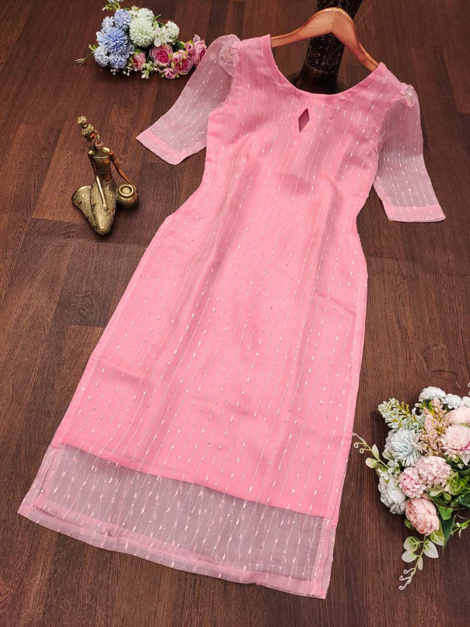 Latest Net Organza Sequence Work Ready Made Kurti