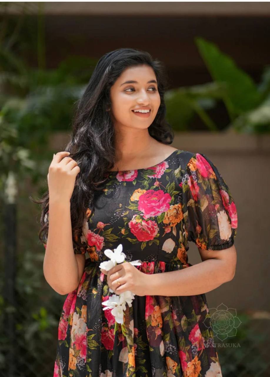 Latest Georgette Printed Design Georgette Ready Made Gown