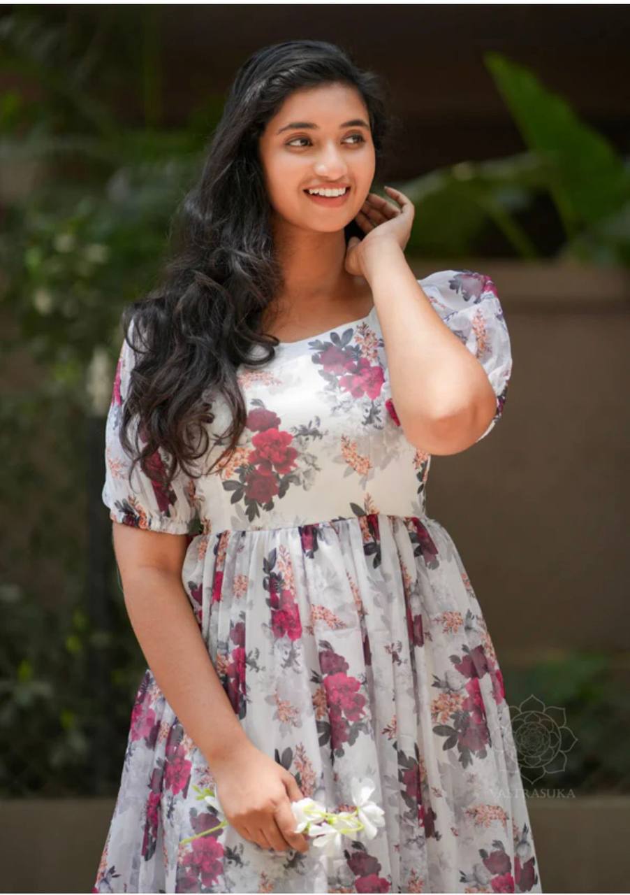 Latest Georgette Printed Design Georgette Ready Made Gown