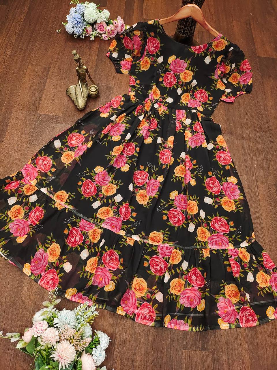 Latest Georgette Printed Design Georgette Ready Made Gown