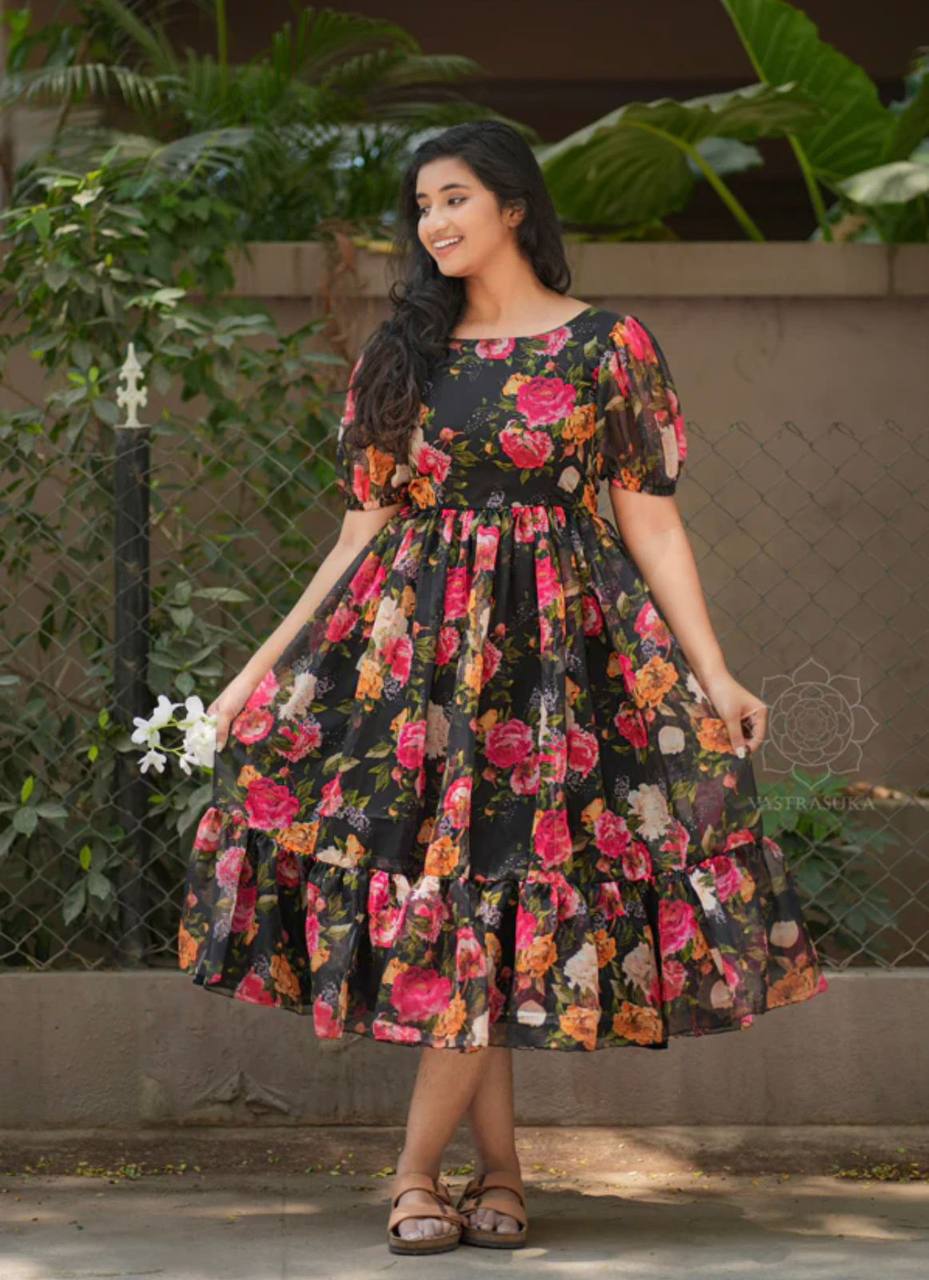 Latest Georgette Printed Design Georgette Ready Made Gown