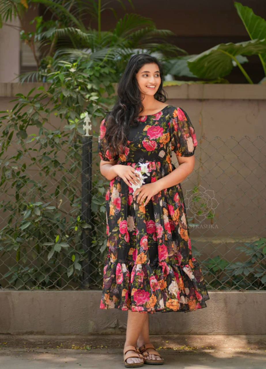 Latest Georgette Printed Design Georgette Ready Made Gown