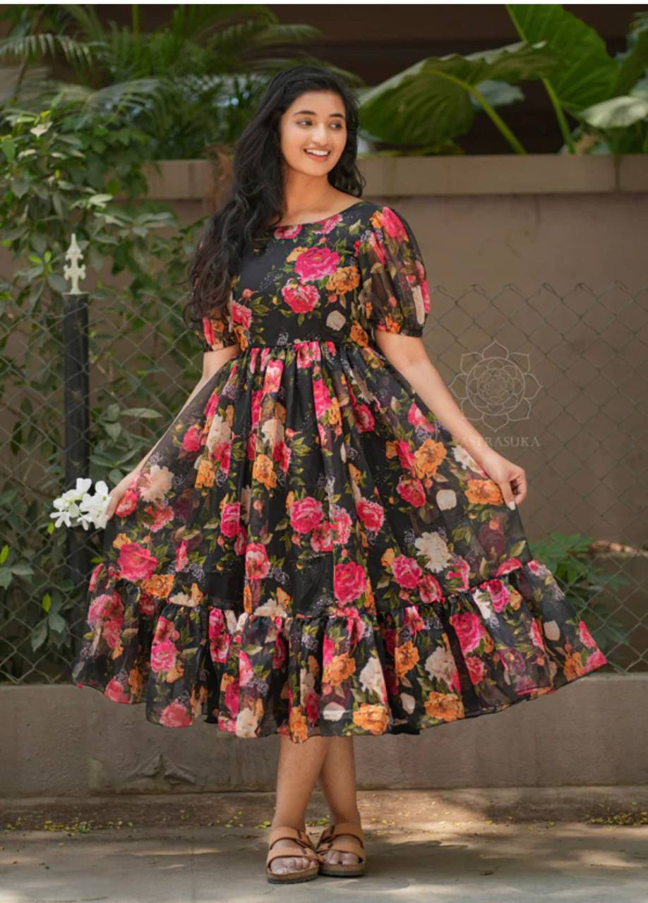 Latest Georgette Printed Design Georgette Ready Made Gown