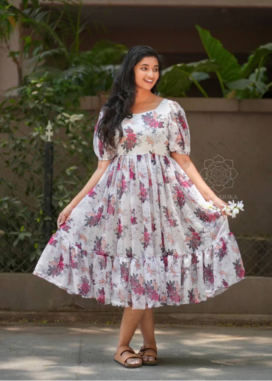 Latest Georgette Printed Design Georgette Ready Made Gown