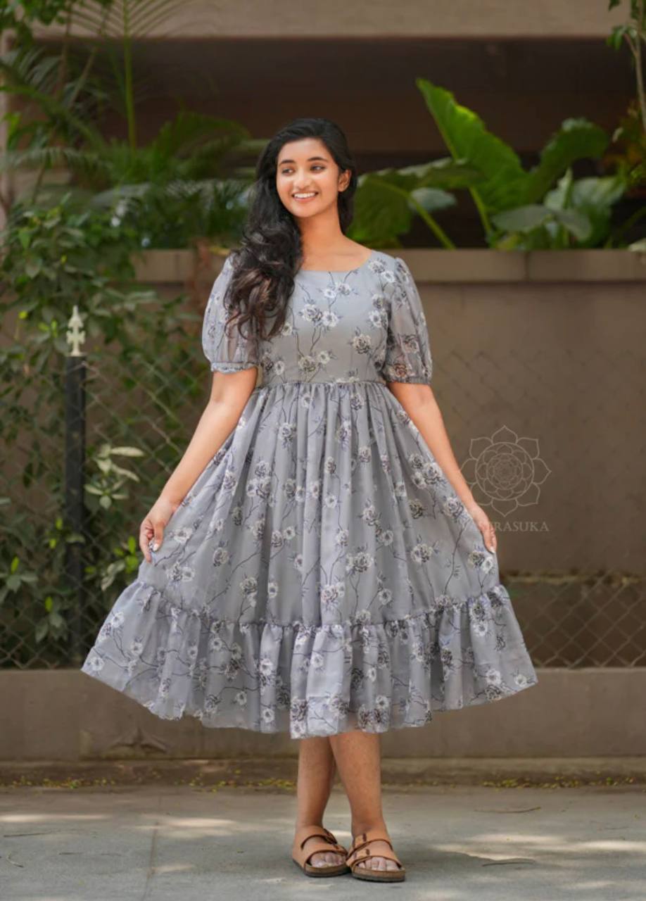 Latest Georgette Printed Design Georgette Ready Made Gown