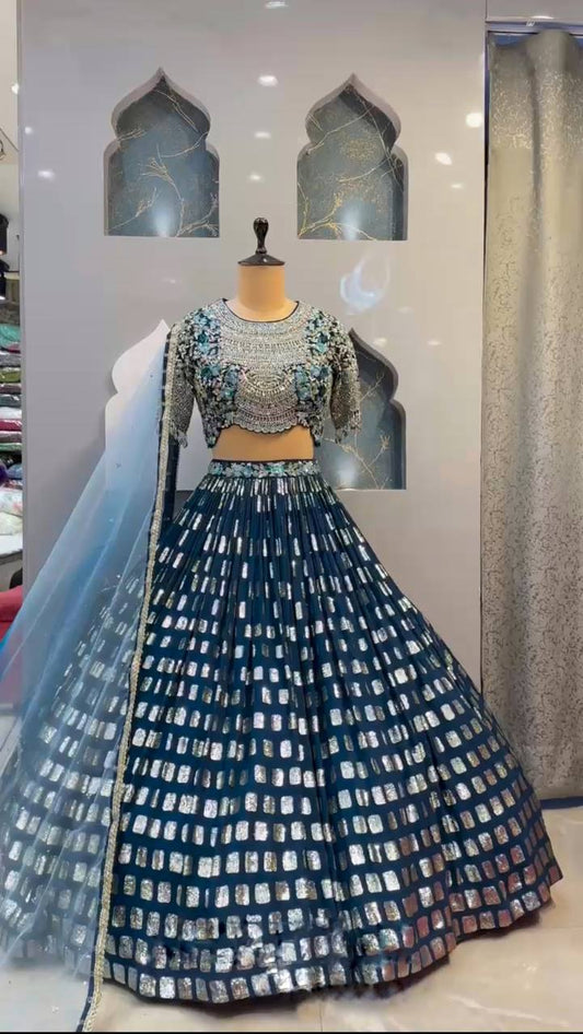 Stunning Georgette Sequence Embroidered Work Lehenga Choli