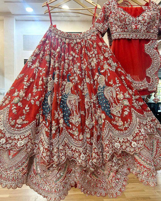 Wonderful Red Color Sequence Embroidered Work Georgette Lehenga Choli