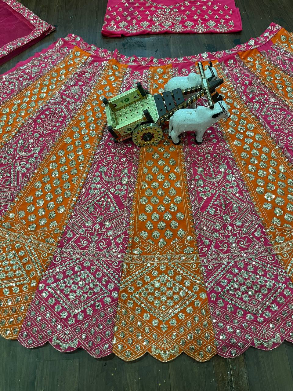 Pink Color Sequence Embroidered Work Georgette Lehenga Choli