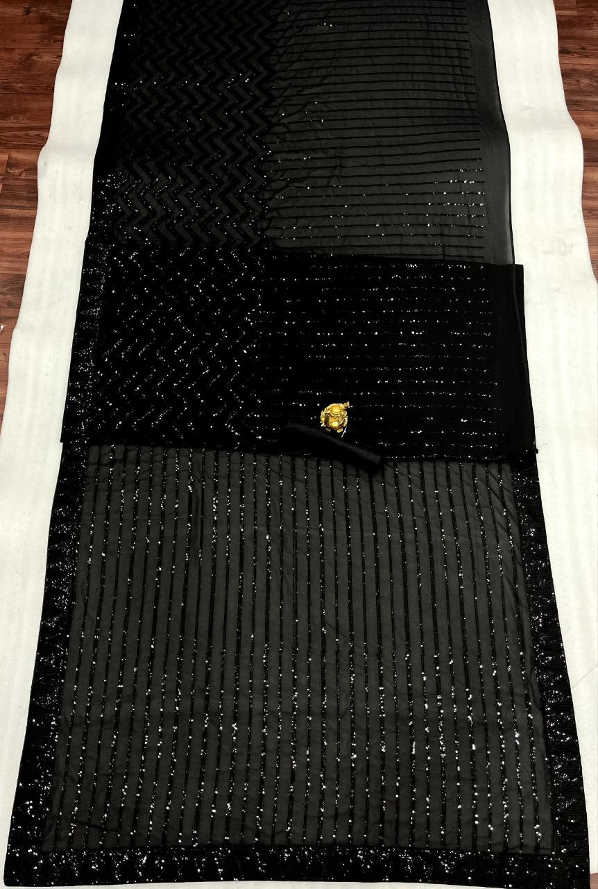 Designer Sequins Embroidery work in saree for women