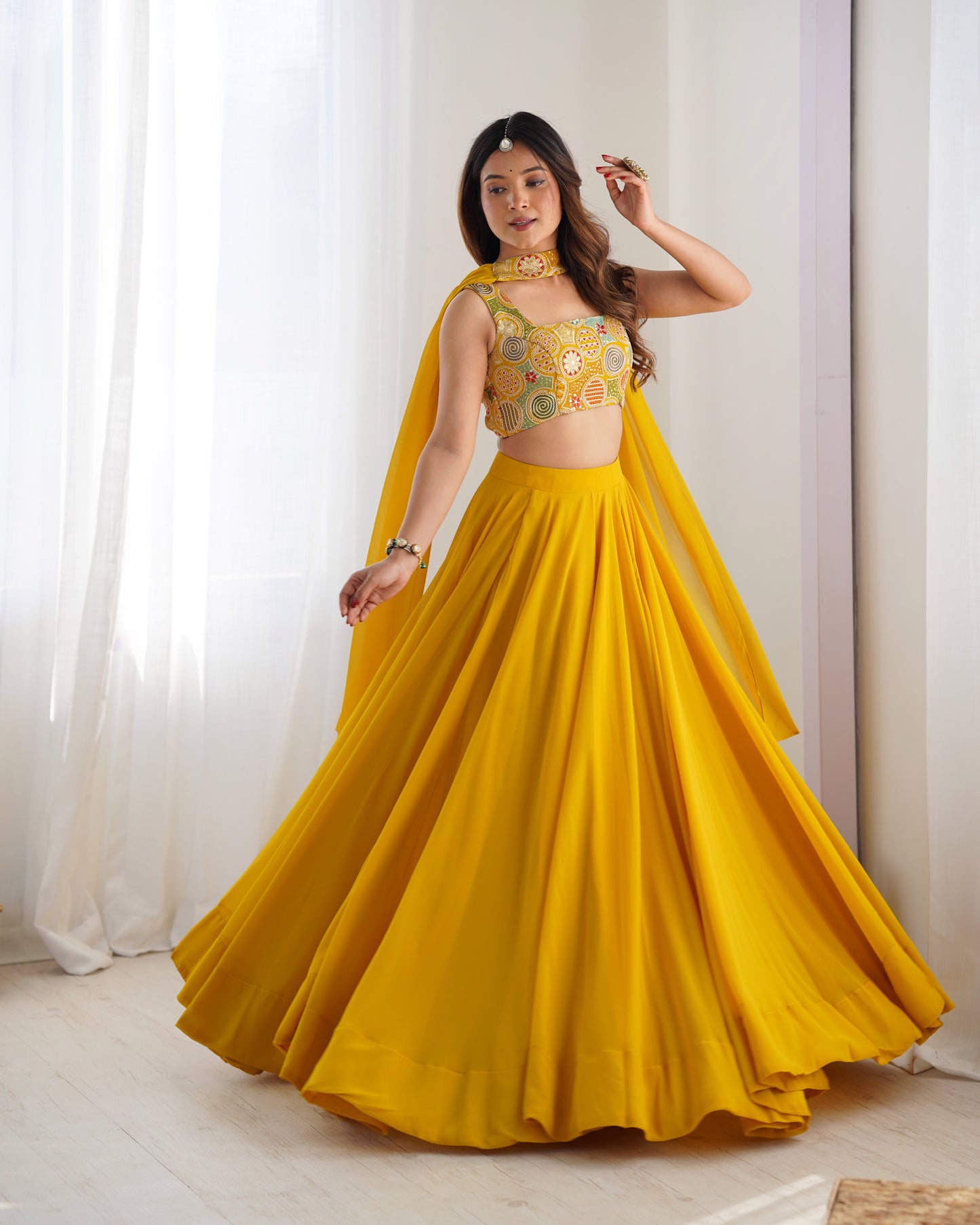 Ready To Wear Georgette Lehenga Choli with 8 Meter Flair