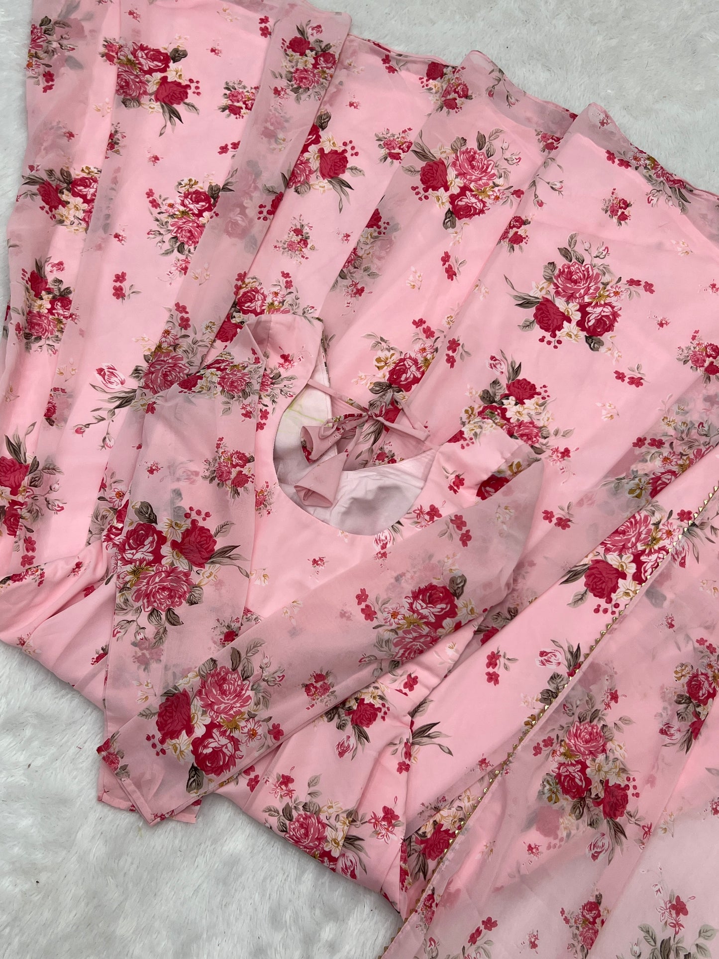 Beautiful Soft Georgette Anarkali Full Flair Gown Duppta Set