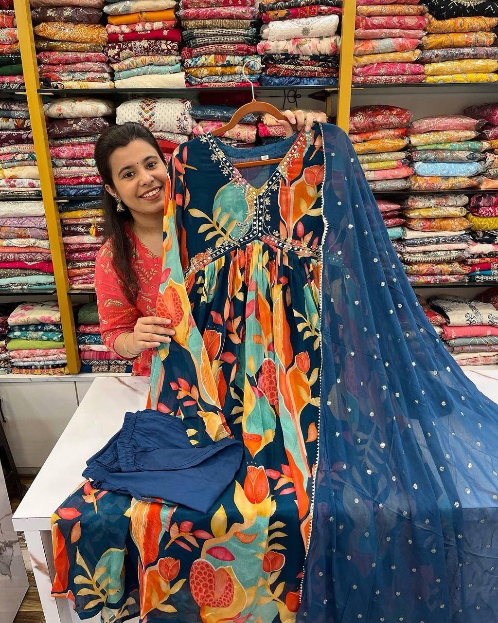 Winning Muslin Ready Made Hand Work Digital Printed Salwar Suit