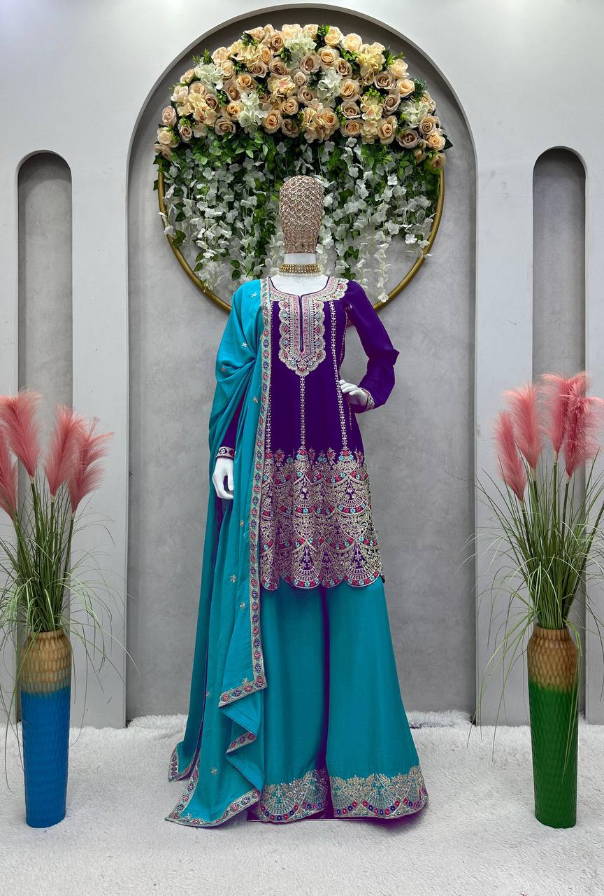 Party Wear Chinon Silk Ready Made Sequence Work Salwar Suit