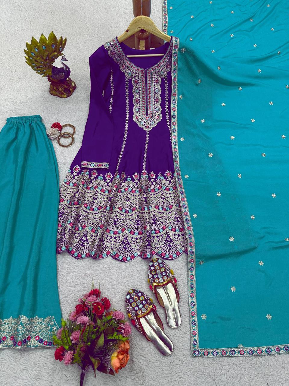 Party Wear Chinon Silk Ready Made Sequence Work Salwar Suit