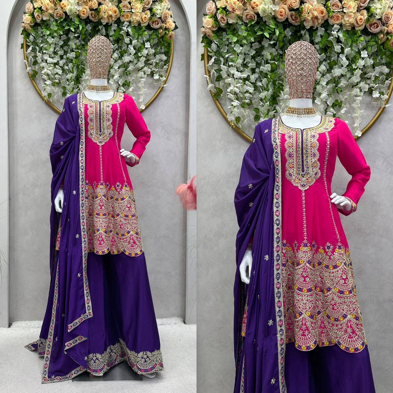 Party Wear Chinon Silk Ready Made Sequence Work Salwar Suit