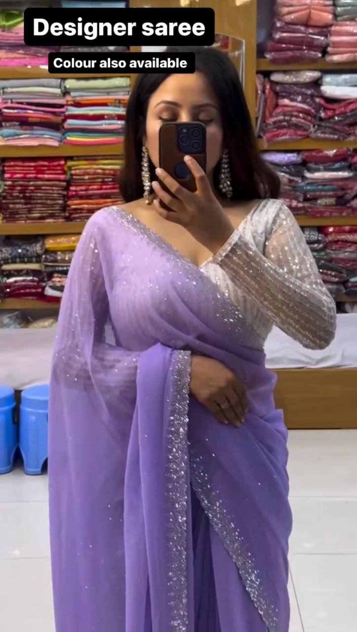 Beautiful Georgette Hot Fix Work Saree Blouse For Women