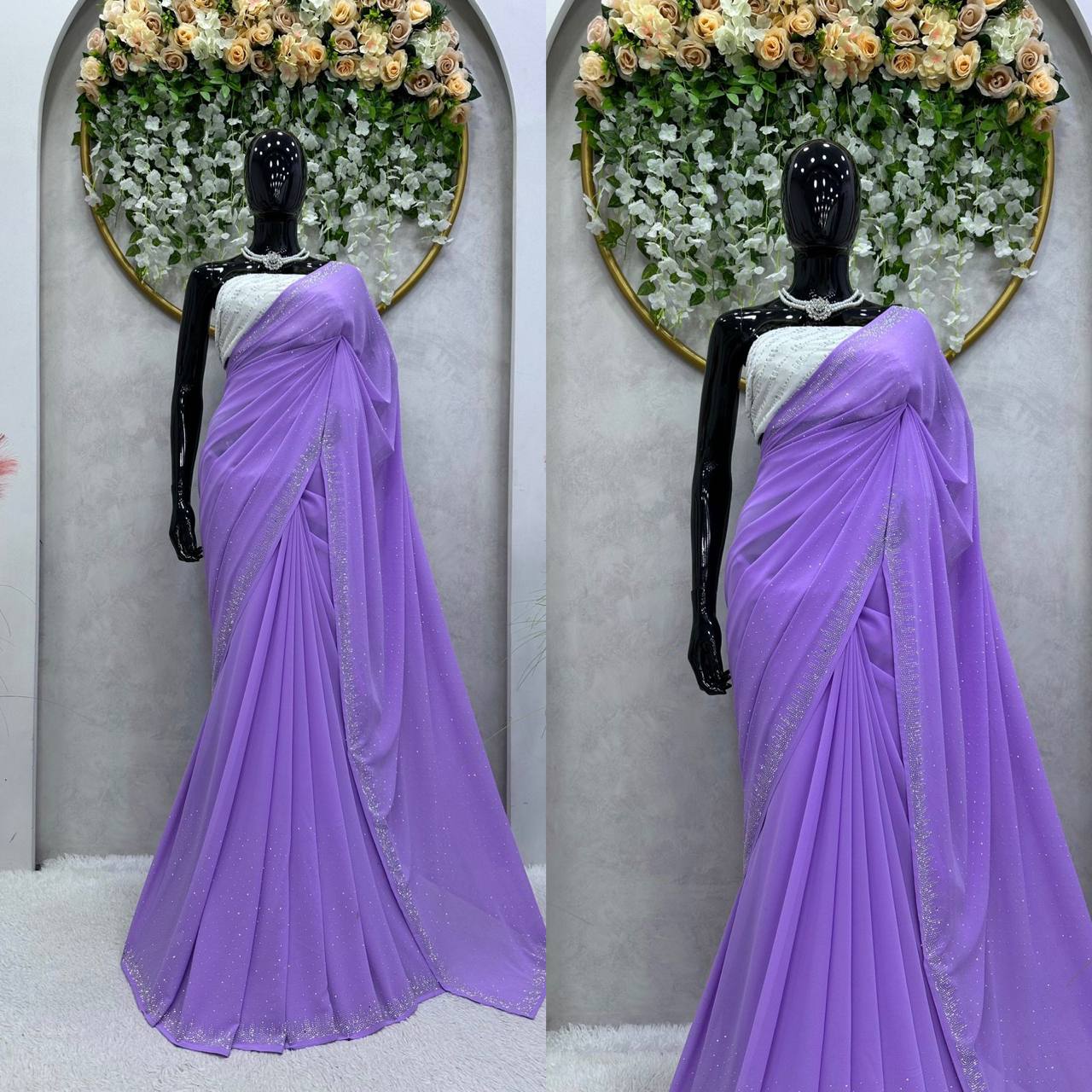 Beautiful Georgette Hot Fix Work Saree Blouse For Women