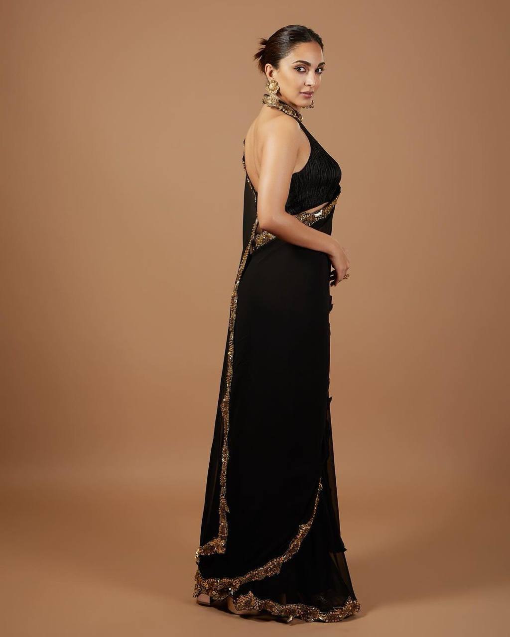 Stylish Black Color Thread Sequence Work Georgette Saree Blouse