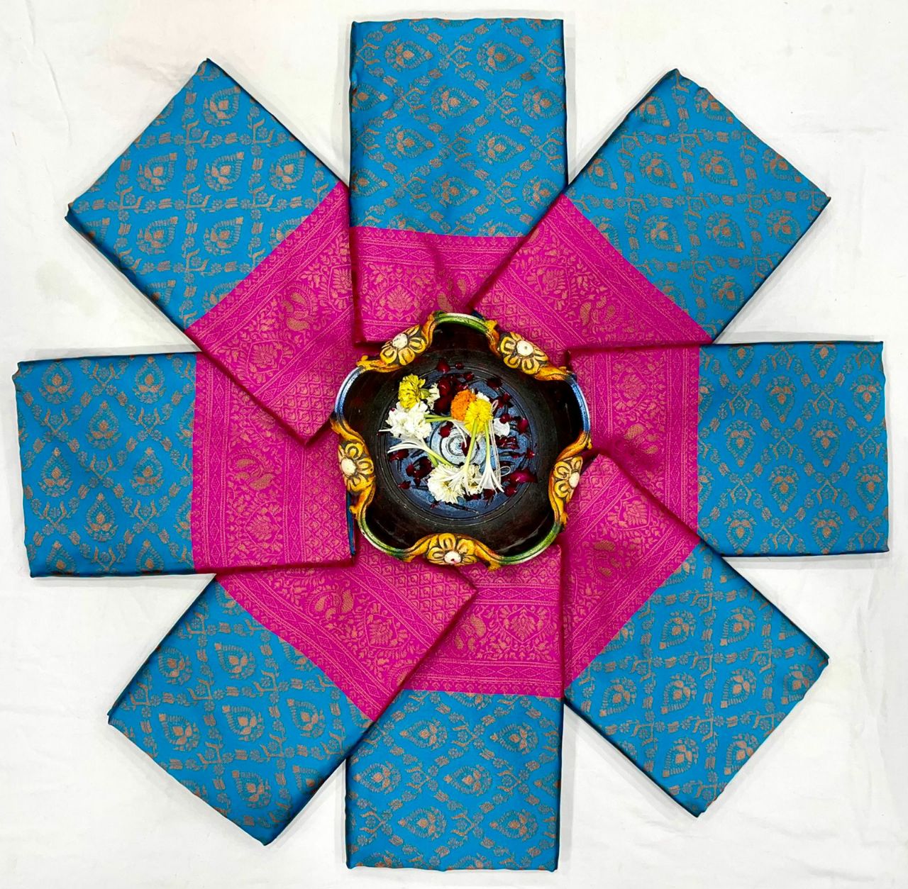 Soft lichi silk Saree Rich Pallu & Jacquard Work On All Over The Saree And Unstitched Blouse Piece