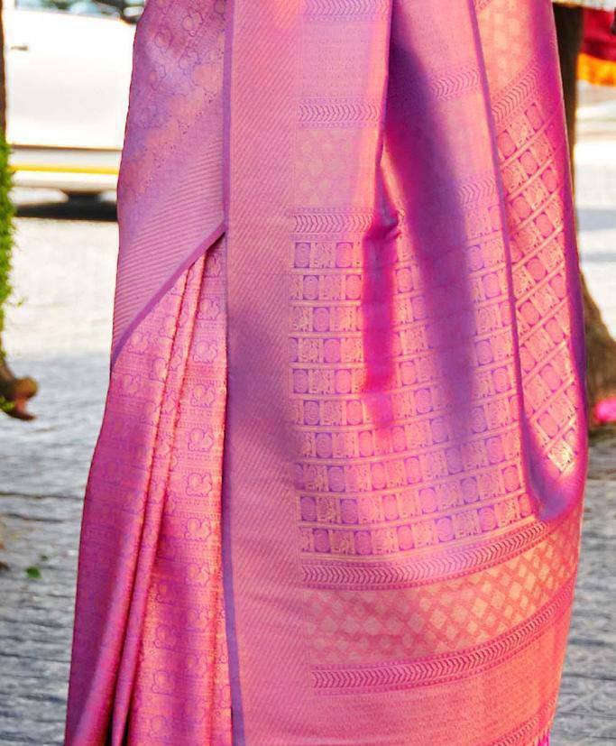 Stupendous Lichi Silk Jacquard Work Wedding Wear Saree Blouse
