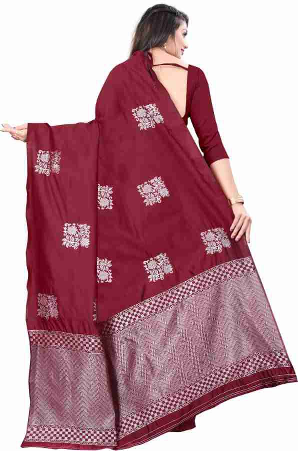Lichi Silk Maroon Color Saree