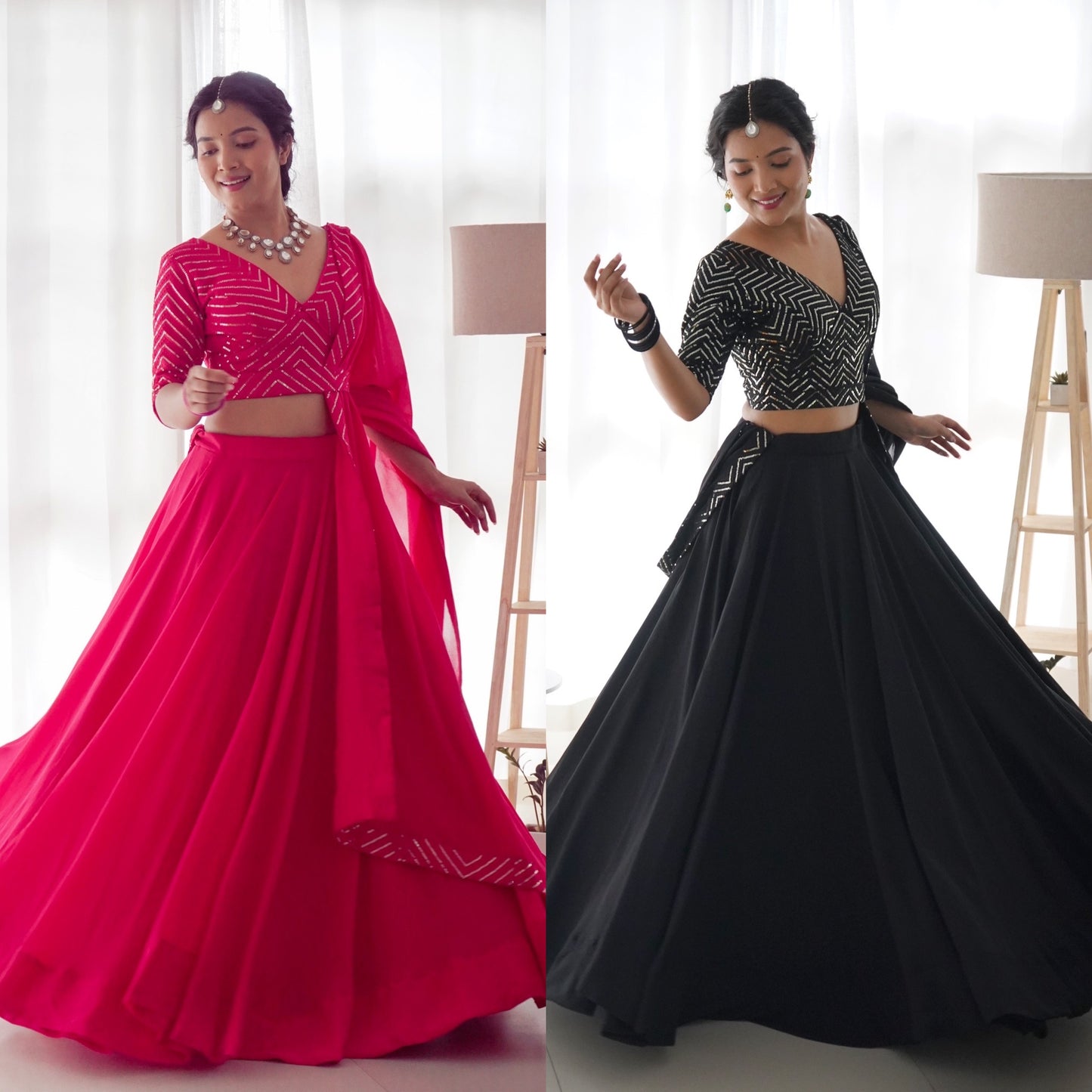 Beautiful Georgette Lehenga With Stitched Blouse And Dupatta